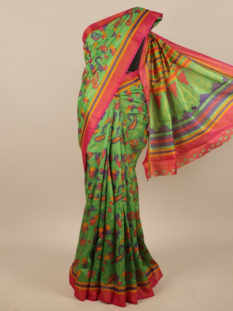 

Pothys Green & Pink Ethnic Motifs Saree