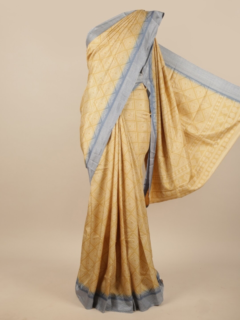 

Pothys Cream-Coloured & Grey Bandhani Cotton Blend Saree