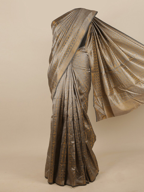 

Pothys Grey & Gold-Toned Printed Saree
