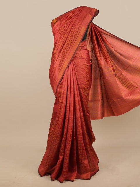 

Pothys Rust & Gold-Toned Printed Saree
