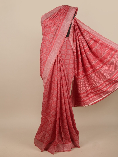 

Pothys Pink & Grey Geometric Printed Saree