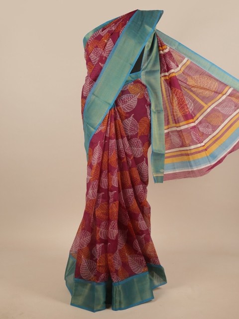 

Pothys Purple & Blue Ethnic Motifs Printed Saree