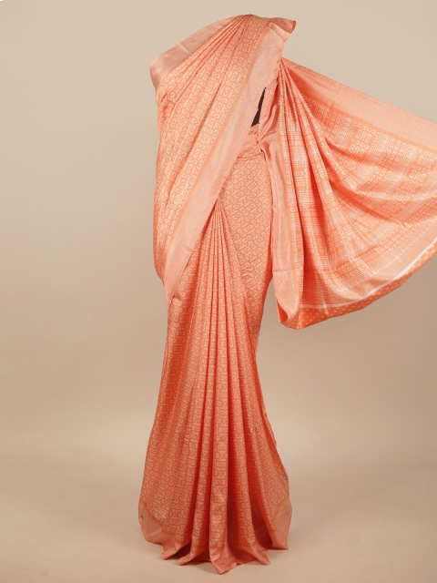 

Pothys Orange & White Cotton Blend Saree