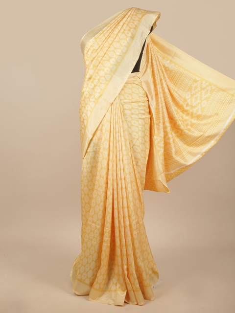 

Pothys Yellow & White Printed Saree