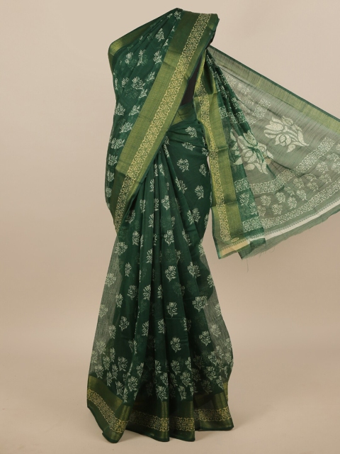 

Pothys Green & White Woven Design Cotton Blend Saree