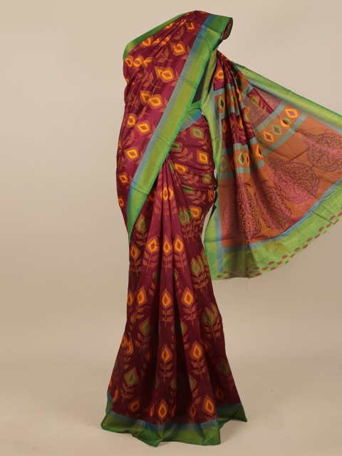 

Pothys Purple & Green Floral Printed Saree