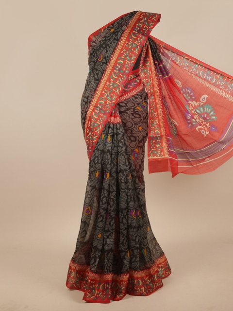 

Pothys Black & Red Ethnic Motifs Saree
