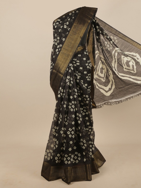 

Pothys Black & Gold-Toned Printed Zari Saree