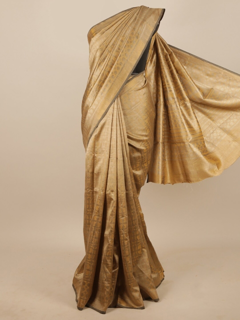 

Pothys Cream-Coloured & Gold-Toned Woven Design Zari Saree