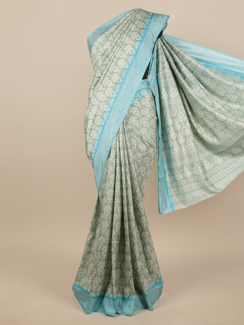 

Pothys Blue & Grey Ethnic Motifs Printed Saree