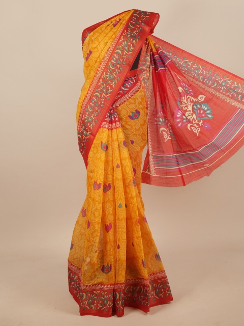 

Pothys Yellow & Red Floral Printed Saree