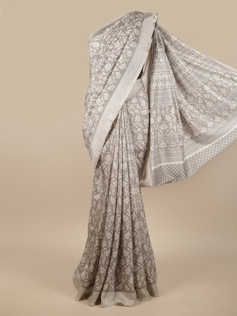 

Pothys Grey & Off White Floral Saree