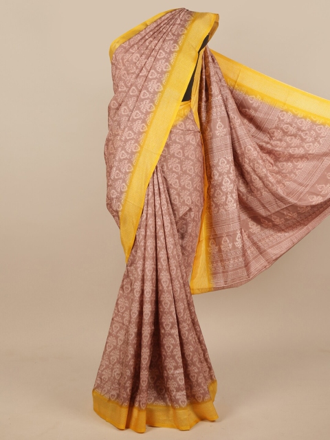 

Pothys Brown & Mustard Ethnic Motifs Printed Saree
