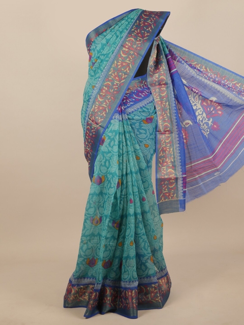 

Pothys Blue & Green Ethnic Motifs Zari Saree