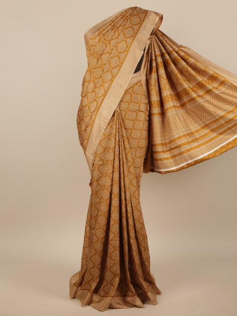 

Pothys Brown & White Cotton Blend Saree