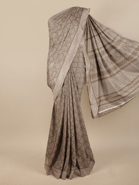 

Pothys Brown & White Cotton Blend Saree