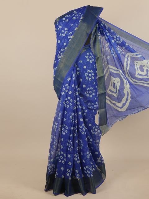 

Pothys Blue & White Bandhani Zari Saree