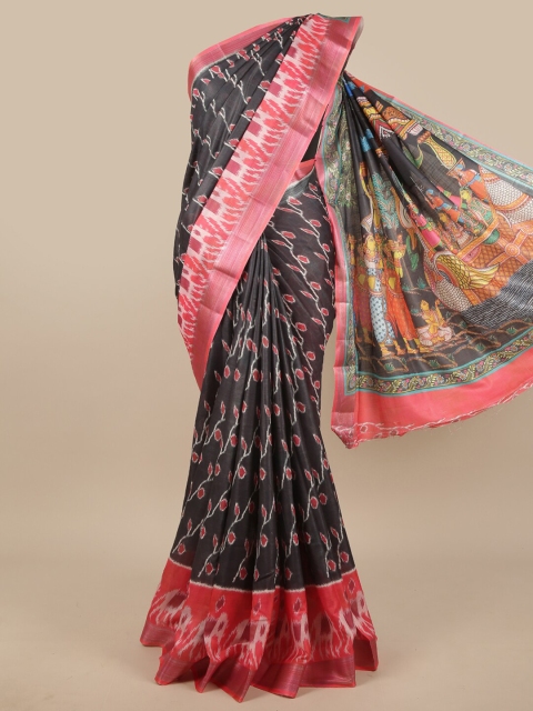 

Pothys Grey Geometric Printed Jute Silk Saree