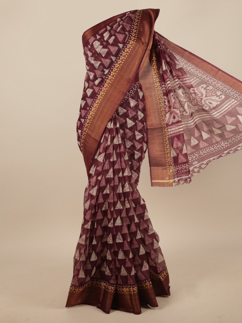 

Pothys Purple & White Printed Zari Saree