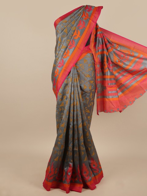 

Pothys Grey & Red Printed Saree