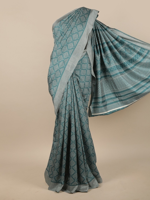 

Pothys Green & White Printed Saree