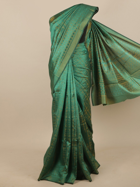 

Pothys Green Floral Woven designed Poly Chiffon Saree