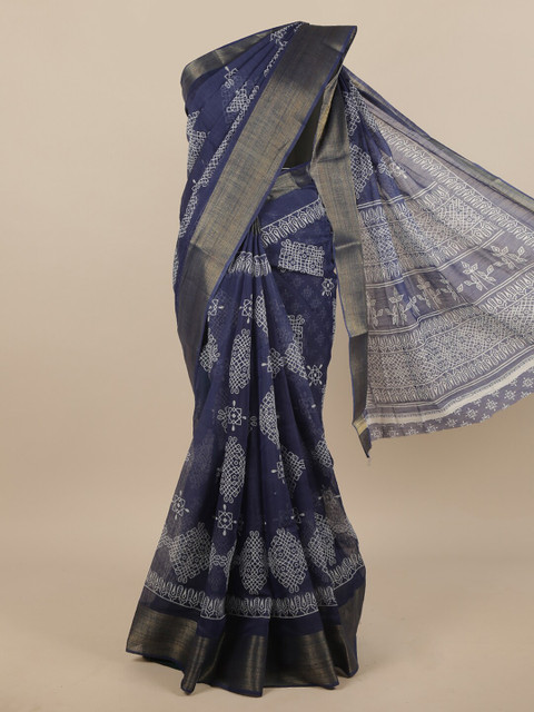 

Pothys Blue & White Zari Saree
