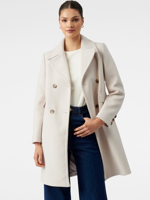 

Forever New Women Cream-Coloured Solid Tailored-Fit Trench Coat