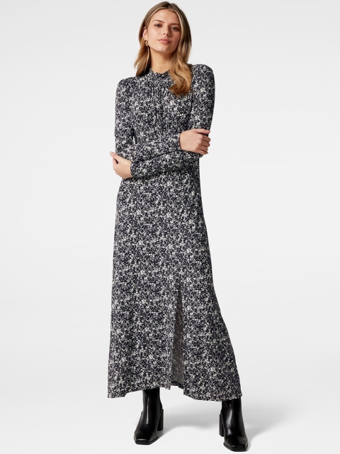 

Forever New Black Floral Printed A-Line Midi Dress