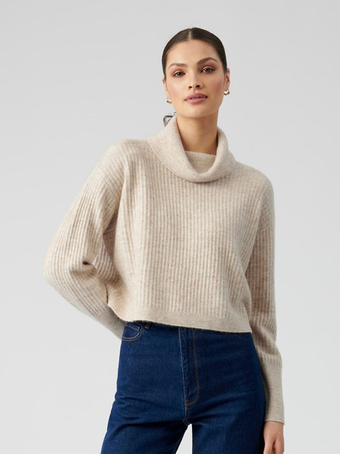 

Forever New Women Cream-Coloured Pullover with Fuzzy Detail