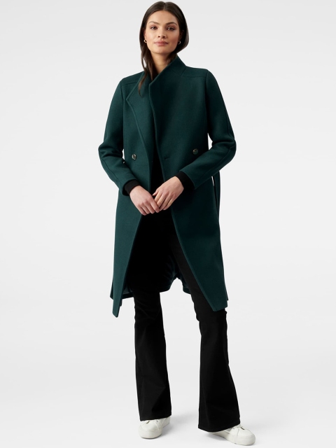 

Forever New Women Green Solid Wrap Coat