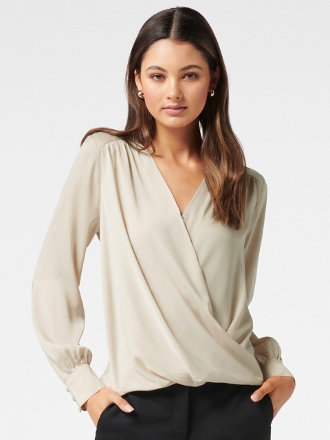 

Forever New Cream-Coloured Wrap Top