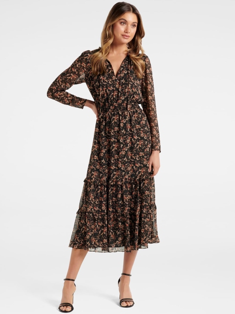 

Forever New Black & Red Floral Midi Dress