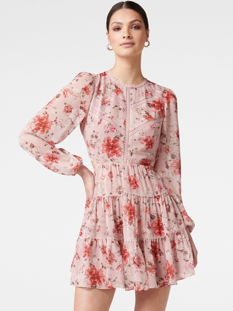 

Forever New Pink Floral Fit & Flared Mini Dress