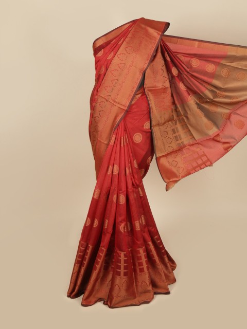 

Pothys Maroon & Gold-Toned Woven Design Saree