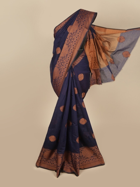 

Pothys Blue & Copper-Toned Woven Design Saree