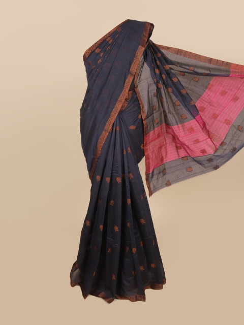 

Pothys Navy Blue & Gold-Toned Woven Design Saree