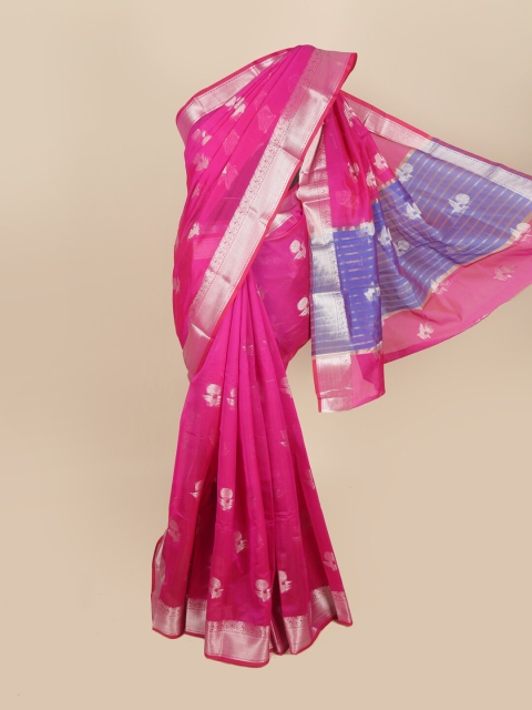 

Pothys Magenta & Blue Ethnic Motifs Zari Saree