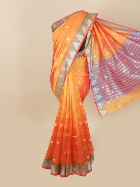 

Pothys Women Orange Woven Design Cotton Blend Saree
