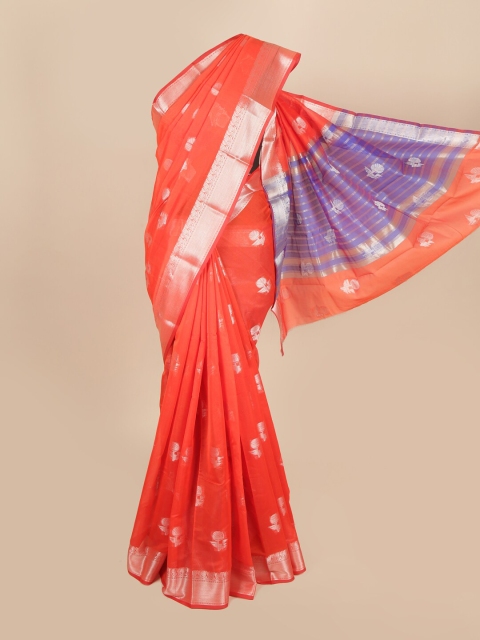 

Pothys Orange & Blue Ethnic Motifs Zari Saree