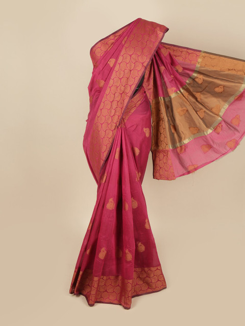 

Pothys Pink & Gold-Toned Cotton Blend Woven Design Saree