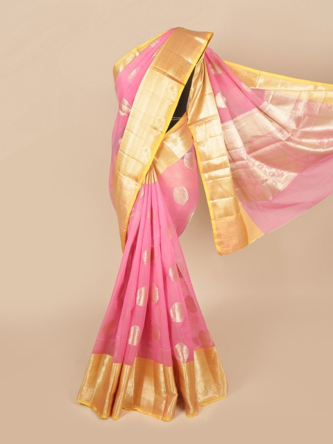 

Pothys Pink & Gold-Toned Woven Design Zari Saree