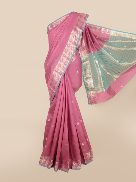 

Pothys Pink & Blue Woven Design Zari Saree