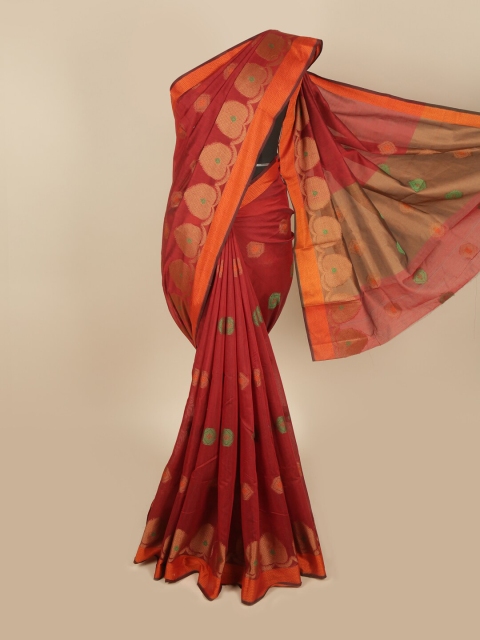 

Pothys Maroon & Orange Woven Design Saree