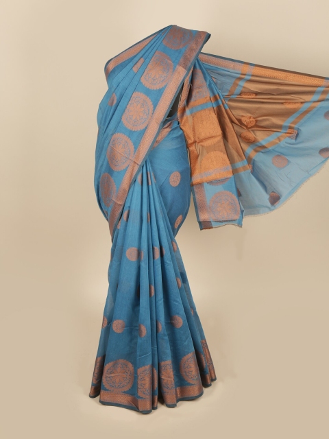 

Pothys Blue & Gold-Toned Woven Design Saree