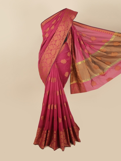 

Pothys Magenta & Copper-Toned Cotton Blend Woven Design Saree