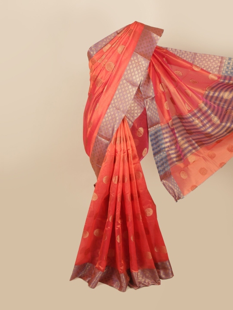 

Pothys Peach-Coloured & Violet Woven Design Zari Saree