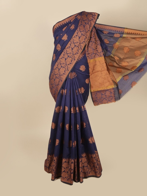 

Pothys Navy Blue & Copper-Toned Woven Design Saree