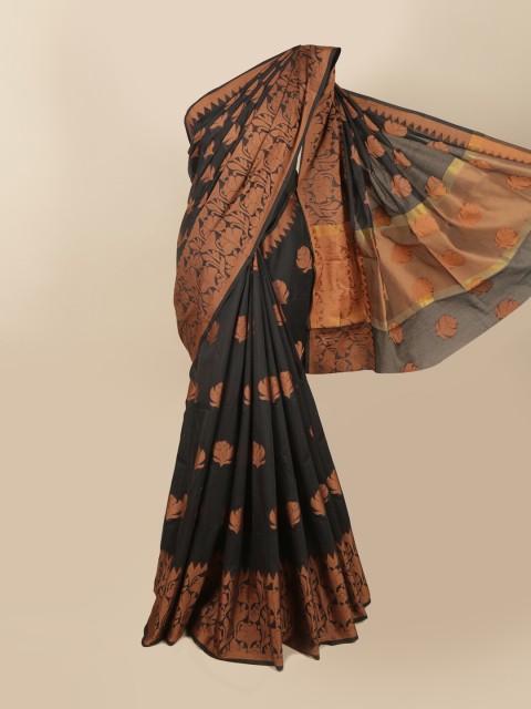

Pothys Black & Copper-Toned Woven Design Saree