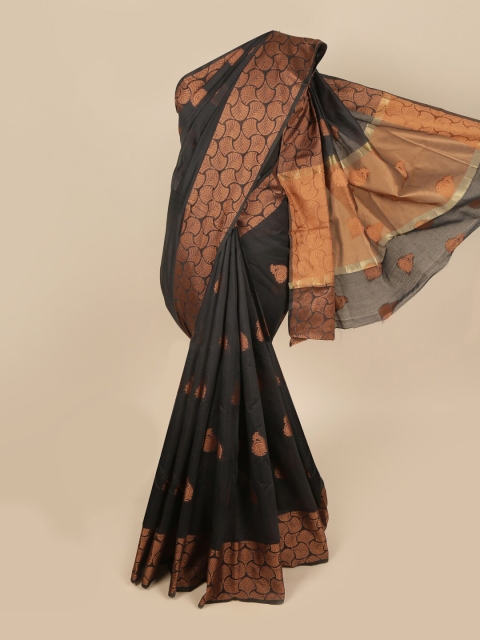 

Pothys Black & Copper-Toned Woven Design Saree